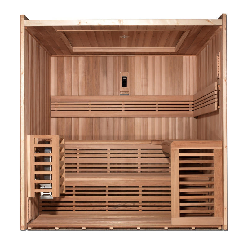 Golden Designs Osla Edition 6 Person Traditional Steam Sauna - Canadian Red Cedar - Backyard Provider