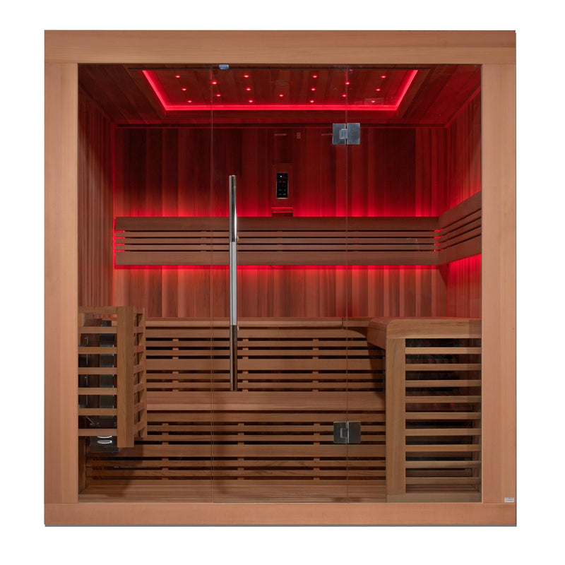 Golden Designs Osla Edition 6 Person Traditional Steam Sauna - Canadian Red Cedar - Backyard Provider