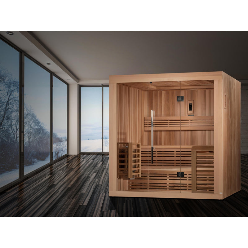 Golden Designs Osla Edition 6 Person Traditional Steam Sauna - Canadian Red Cedar - Backyard Provider