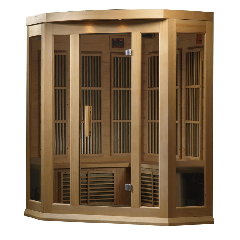 Maxxus 3-Person Corner Low EMF (Under 8MG) FAR Infrared Sauna (Canadian Hemlock) - Backyard Provider