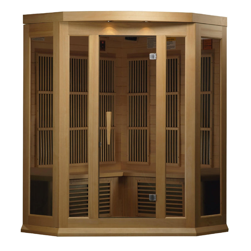 Maxxus 3-Person Corner Low EMF (Under 8MG) FAR Infrared Sauna (Canadian Hemlock) - Backyard Provider