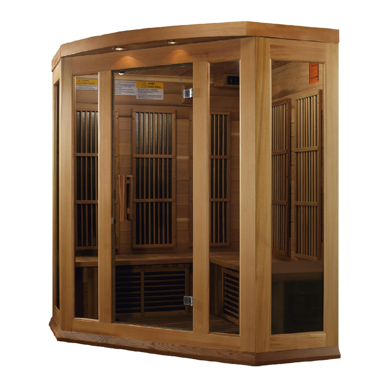 Maxxus 3-Person Corner Low EMF (Under 8MG) FAR Infrared Sauna (Canadian Red Cedar) - Backyard Provider