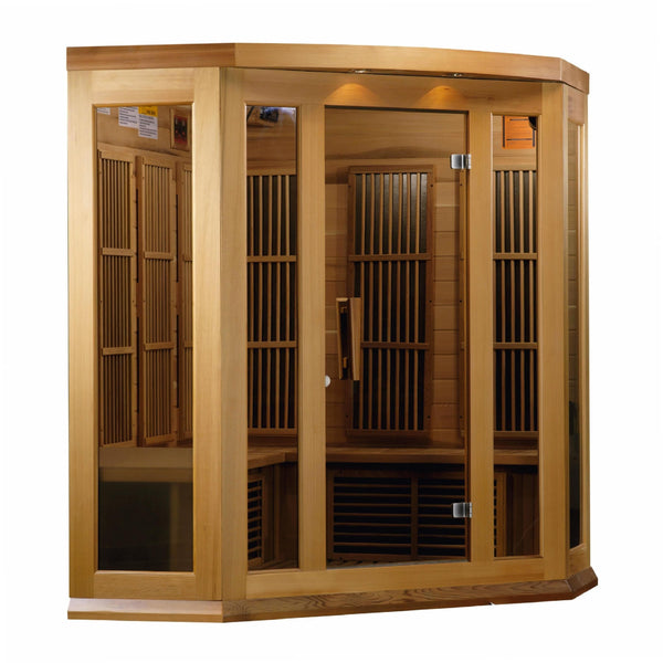 Maxxus 3-Person Corner Low EMF (Under 8MG) FAR Infrared Sauna (Canadian Red Cedar) - Backyard Provider