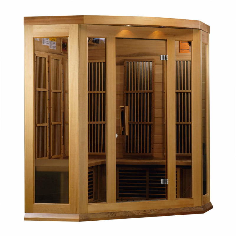 Maxxus 3-Person Corner Low EMF (Under 8MG) FAR Infrared Sauna (Canadian Red Cedar) - Backyard Provider