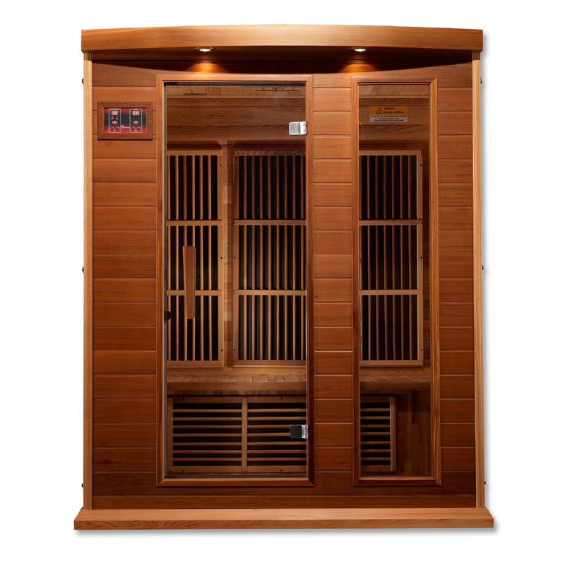 Maxxus 3-Person Low EMF (Under 8MG) FAR Infrared Sauna (Canadian Red Cedar) - Backyard Provider