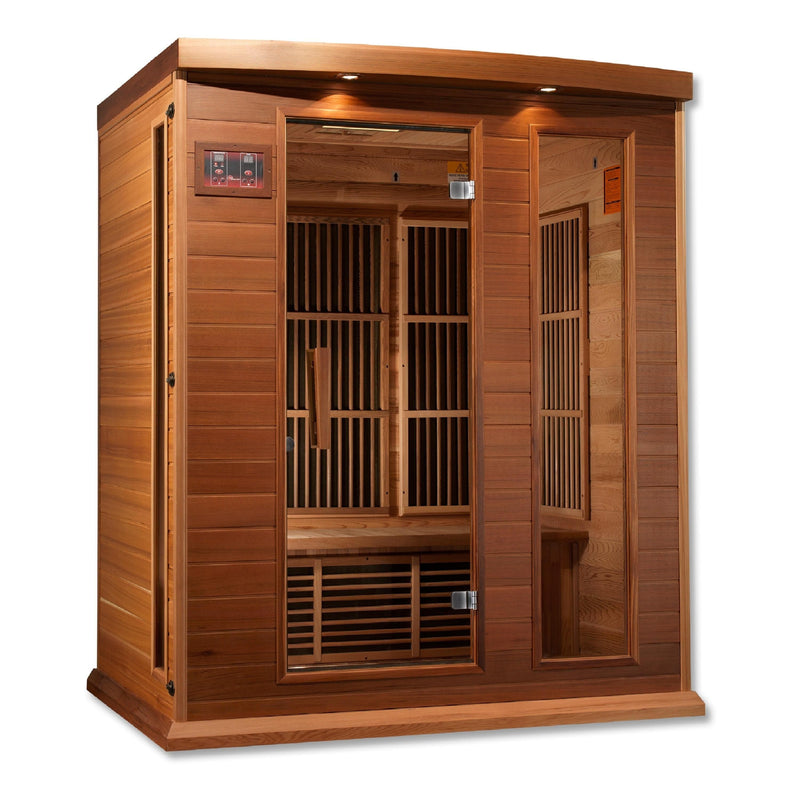 Maxxus 3-Person Low EMF (Under 8MG) FAR Infrared Sauna (Canadian Red Cedar) - Backyard Provider