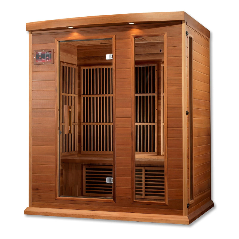 Maxxus 3-Person Low EMF (Under 8MG) FAR Infrared Sauna (Canadian Red Cedar) - Backyard Provider