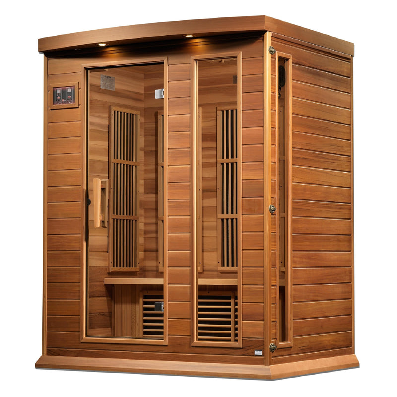 Maxxus 3-Person Near Zero EMF (Under 2MG) FAR Infrared Sauna (Canadian Red Cedar) - Backyard Provider