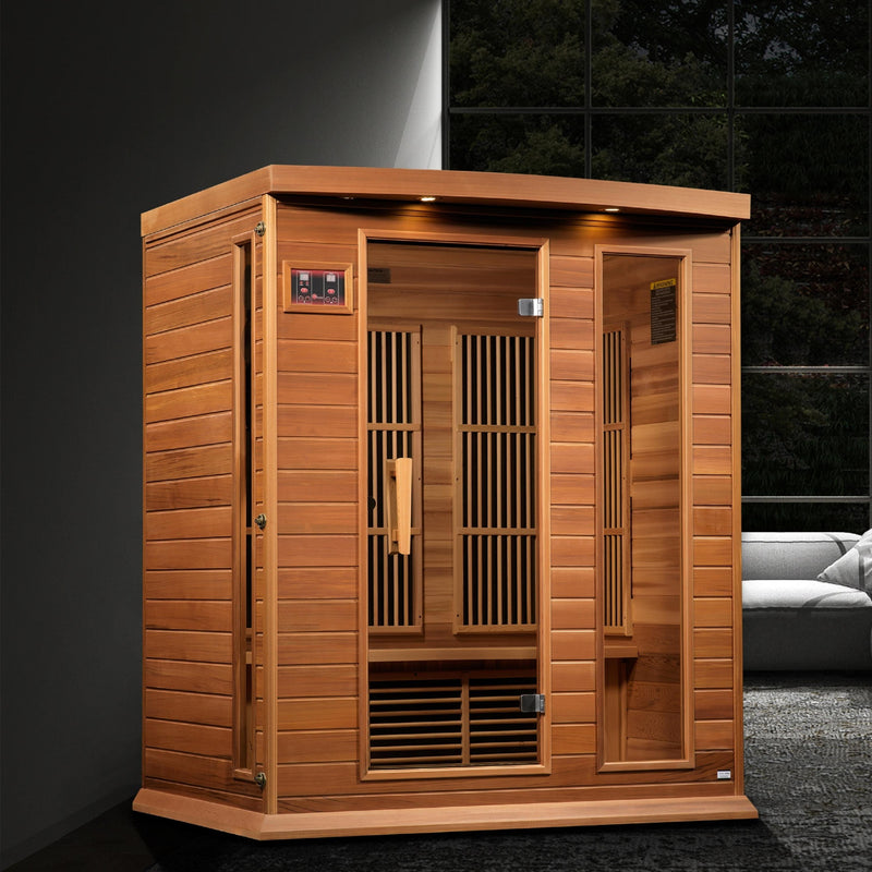 Maxxus 3-Person Near Zero EMF (Under 2MG) FAR Infrared Sauna (Canadian Red Cedar) - Backyard Provider