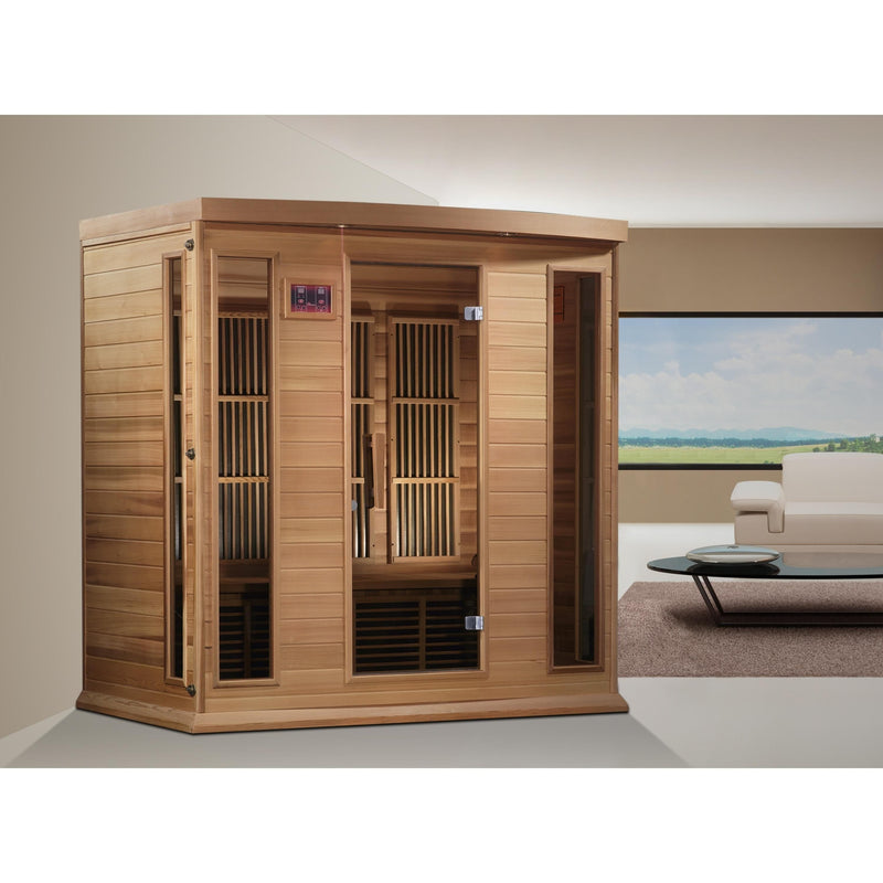 Maxxus 4-Person Low EMF (Under 8MG) FAR Infrared Sauna (Canadian Red Cedar) - Backyard Provider