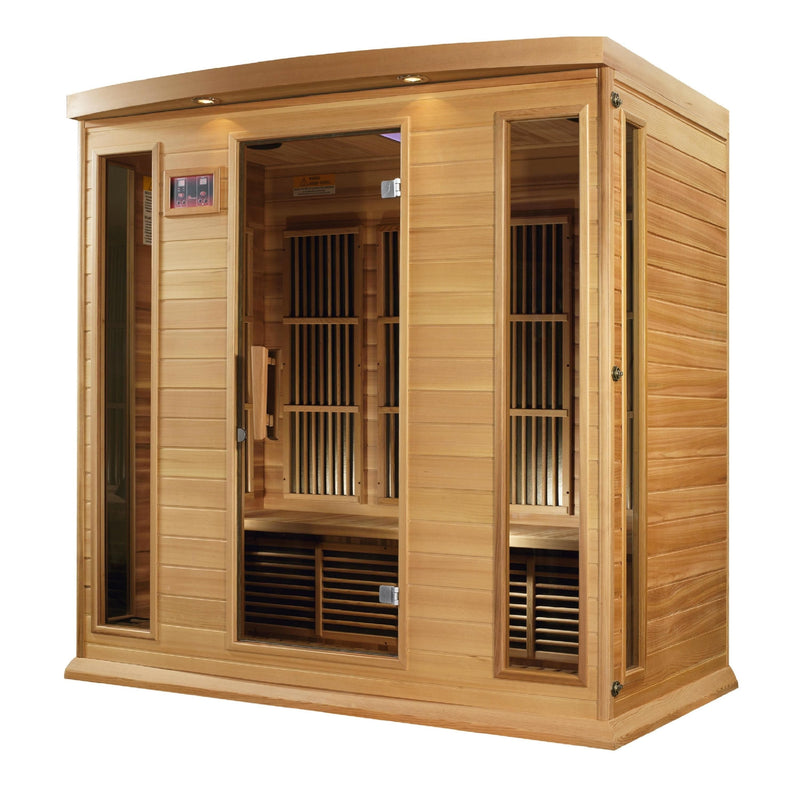 Maxxus 4-Person Low EMF (Under 8MG) FAR Infrared Sauna (Canadian Red Cedar) - Backyard Provider