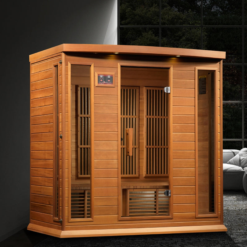 Maxxus 4-Person Near Zero EMF (Under 2MG) FAR Infrared Sauna (Canadian Red Cedar) - Backyard Provider