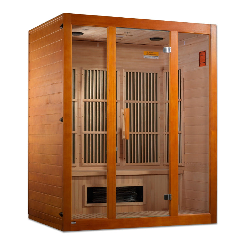 Maxxus Alpine 3-Person Low EMF (Under 8MG) FAR Infrared Sauna (Canadian Hemlock) - Backyard Provider