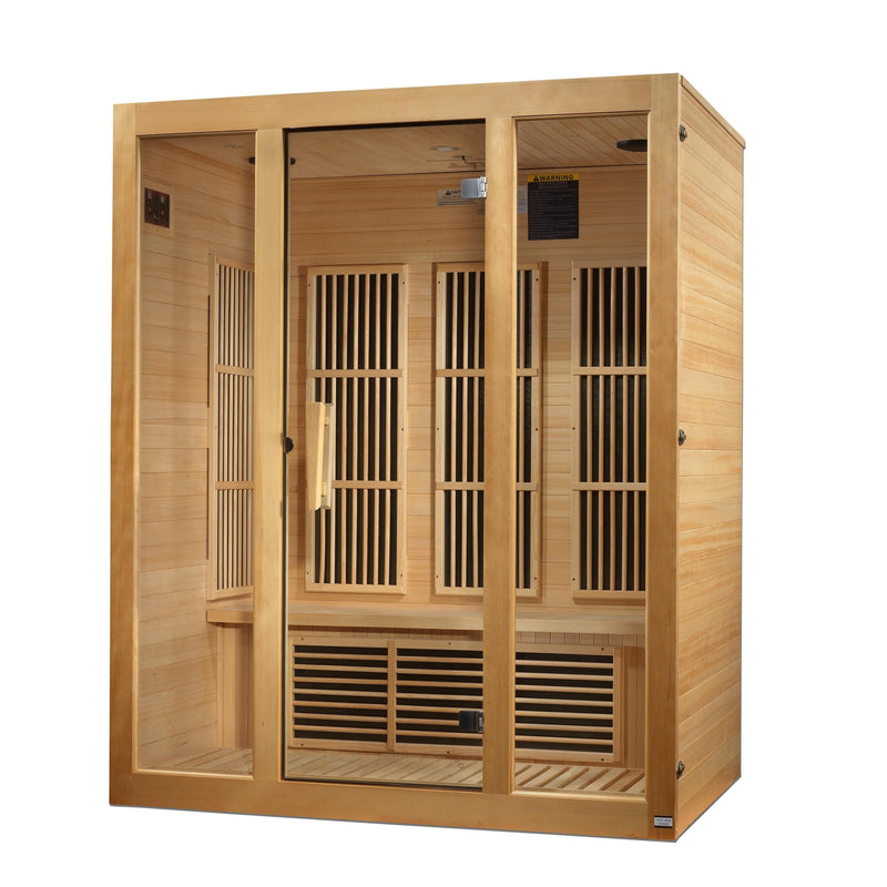 Maxxus Bellevue 3-Person Low EMF (Under 8MG) FAR Infrared Sauna (Canadian Hemlock) - Backyard Provider