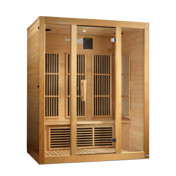 Maxxus Bellevue 3-Person Low EMF (Under 8MG) FAR Infrared Sauna (Canadian Hemlock) - Backyard Provider