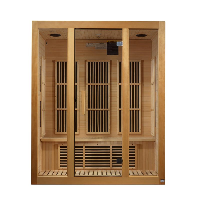 Maxxus Bellevue 3-Person Low EMF (Under 8MG) FAR Infrared Sauna (Canadian Hemlock) - Backyard Provider