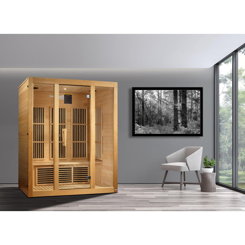 Maxxus Bellevue 3-Person Low EMF (Under 8MG) FAR Infrared Sauna (Canadian Hemlock) - Backyard Provider