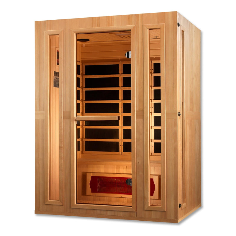 Maxxus Trinity 3-Person Low EMF (Under 8MG) FAR Infrared Sauna (Canadian Hemlock) - Backyard Provider