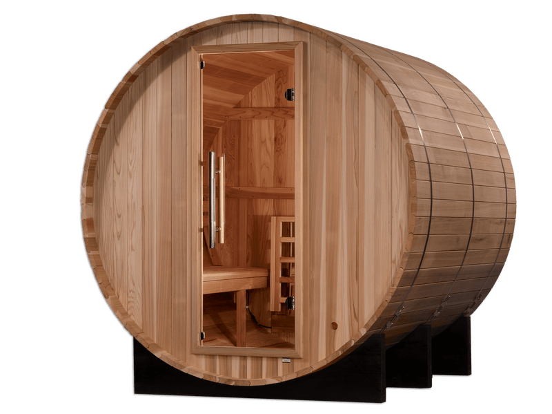 Golden Designs "Arosa" 4 Person Barrel Traditional Sauna - Pacific Cedar - GDI-B004-01