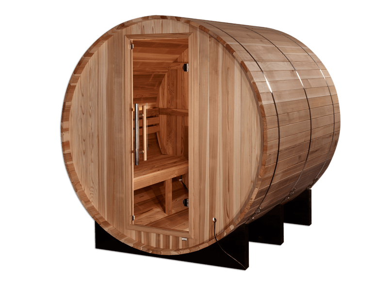 Golden Designs "Arosa" 4 Person Barrel Traditional Sauna - Pacific Cedar - GDI-B004-01