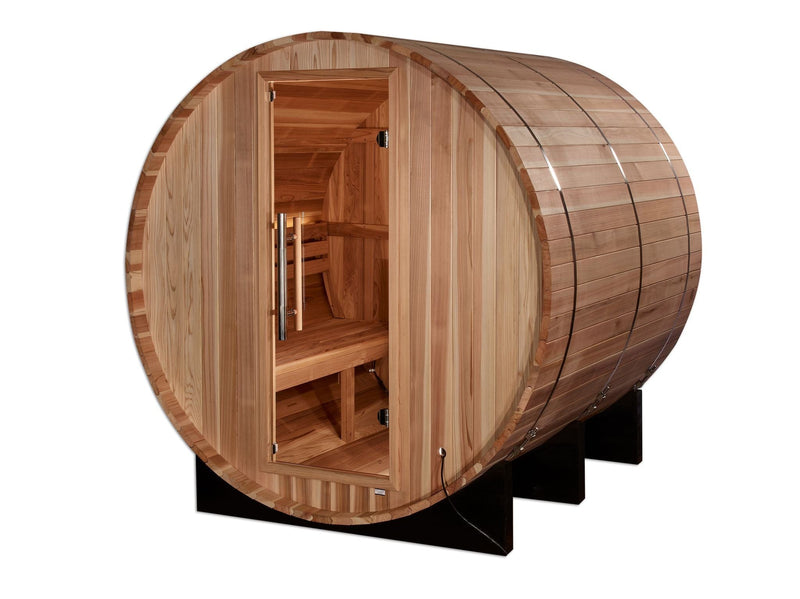 Golden Designs "Arosa" 4 Person Barrel Traditional Sauna - Pacific Cedar - GDI-B004-01