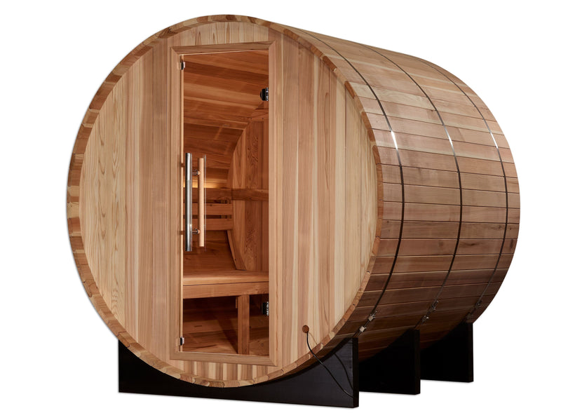 Golden Designs "Arosa" 4 Person Barrel Traditional Sauna - Pacific Cedar - GDI-B004-01