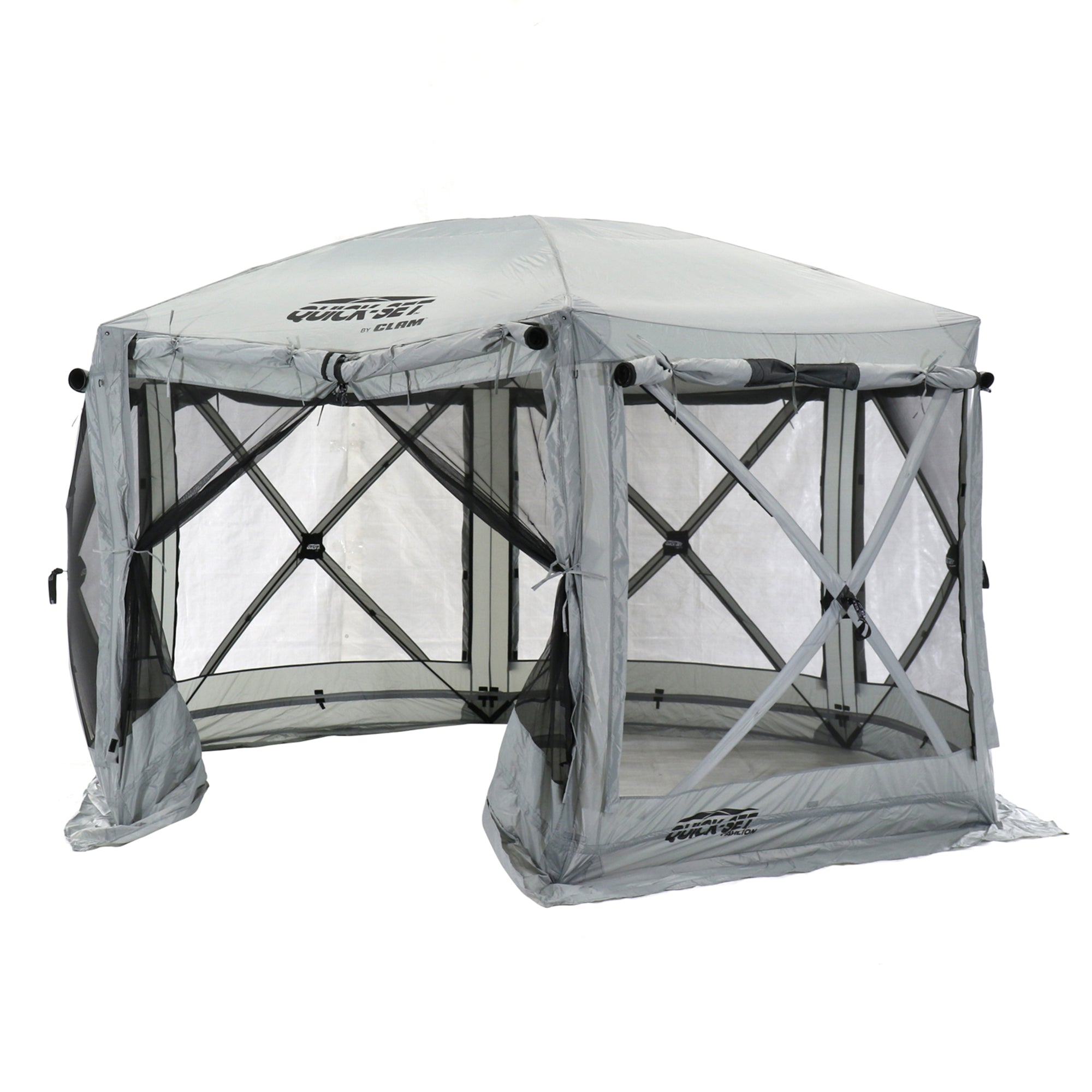 CLAM Quick-Set Pavilion 12.5 x 12.5 Foot Portable Outdoor Canopy Shelter, Gray - 154690