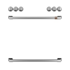 Café Front Control Gas Knobs and Handles - Brushed Stainless - CXFCGHKPMSS-KT