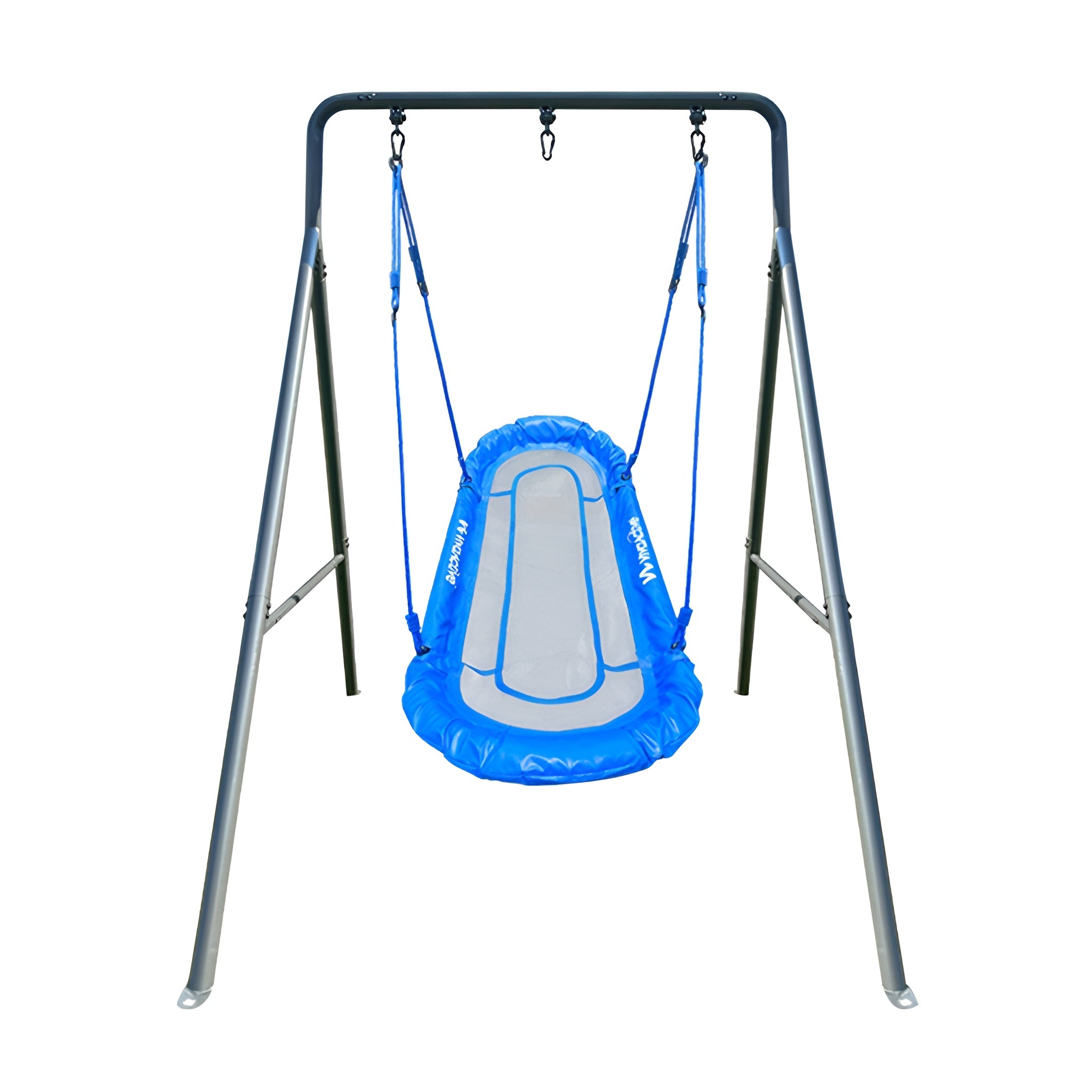 Gobaplay Single Swing Set Playground Equipment with Double Platform Saucer, Blue - 327671