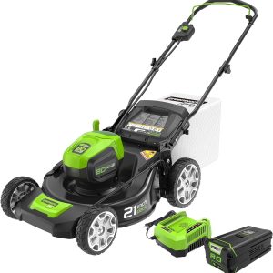 Greenworks 80V 21" Cordless Battery 3-in-1 Push Lawn Mower w/ 5.0Ah Battery & Charger - 2546902