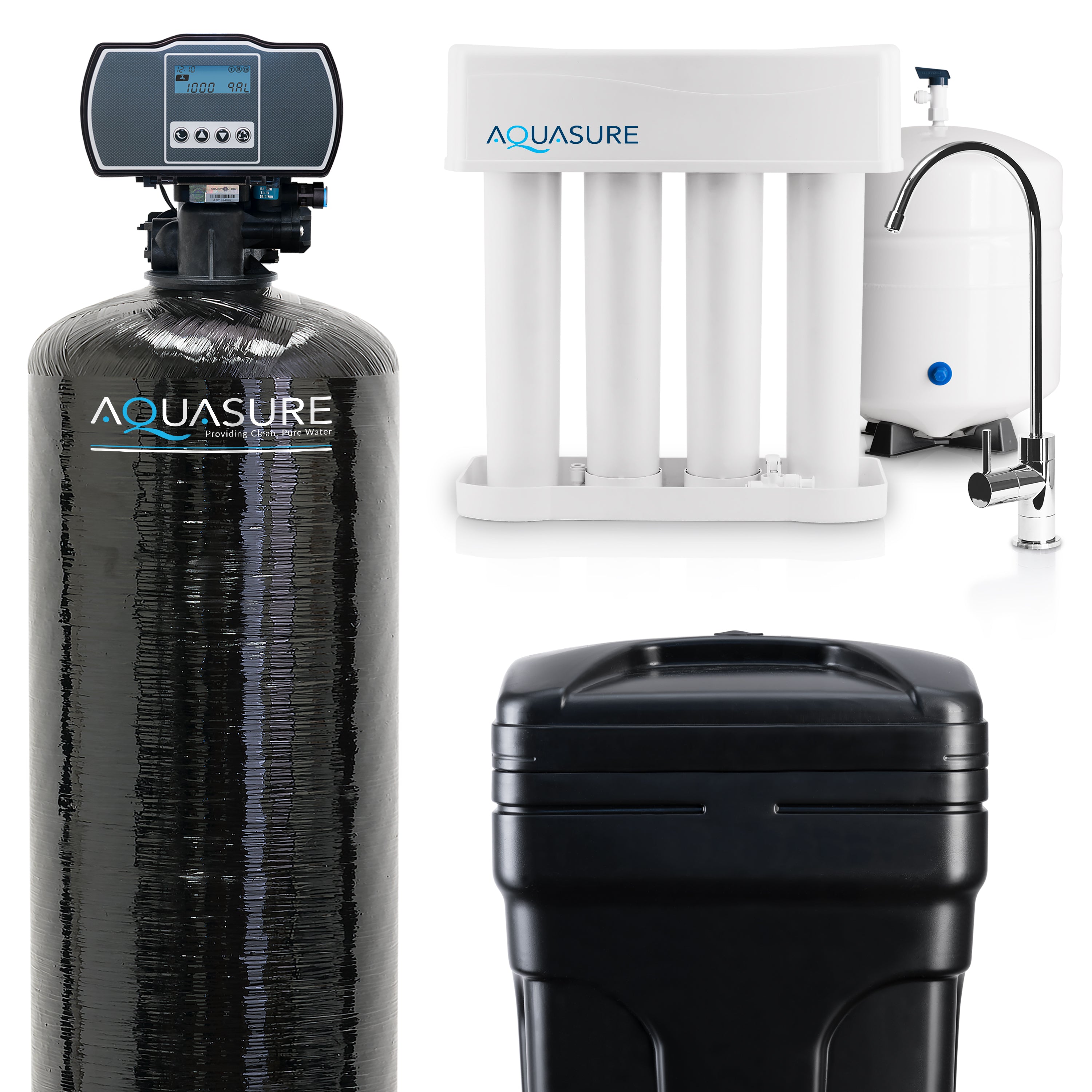 Aquasure Harmony Series | 64,000 Grains Whole House Water Softener & 75 GPD Reverse Osmosis System Bundle - AS-PR75HS64D