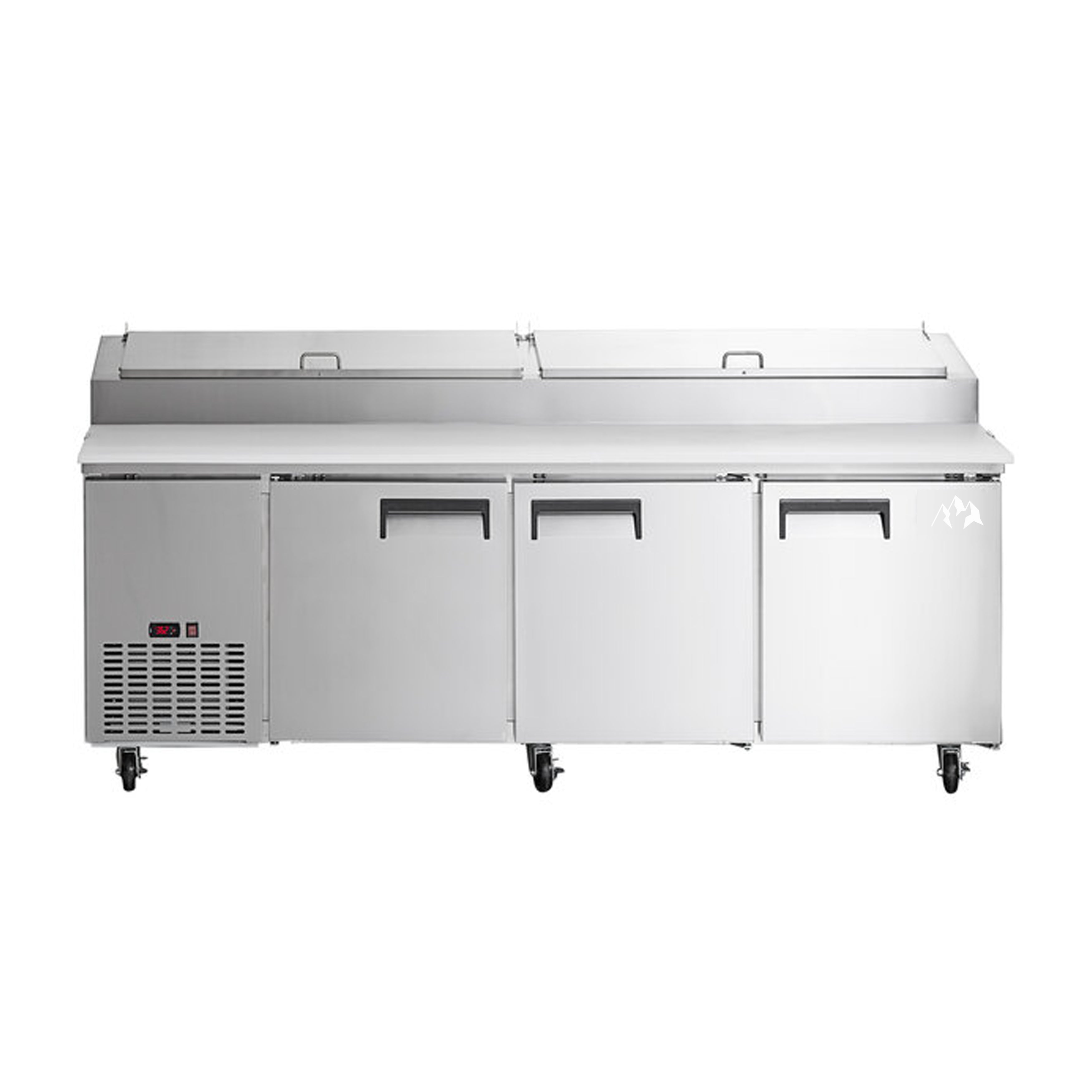 Chef AAA Commercial 91" Pizza Prep Table Refrigerator 12 Pans 3 Door Stainless Steel 24.2 cu.ft. - APPT-91-HC