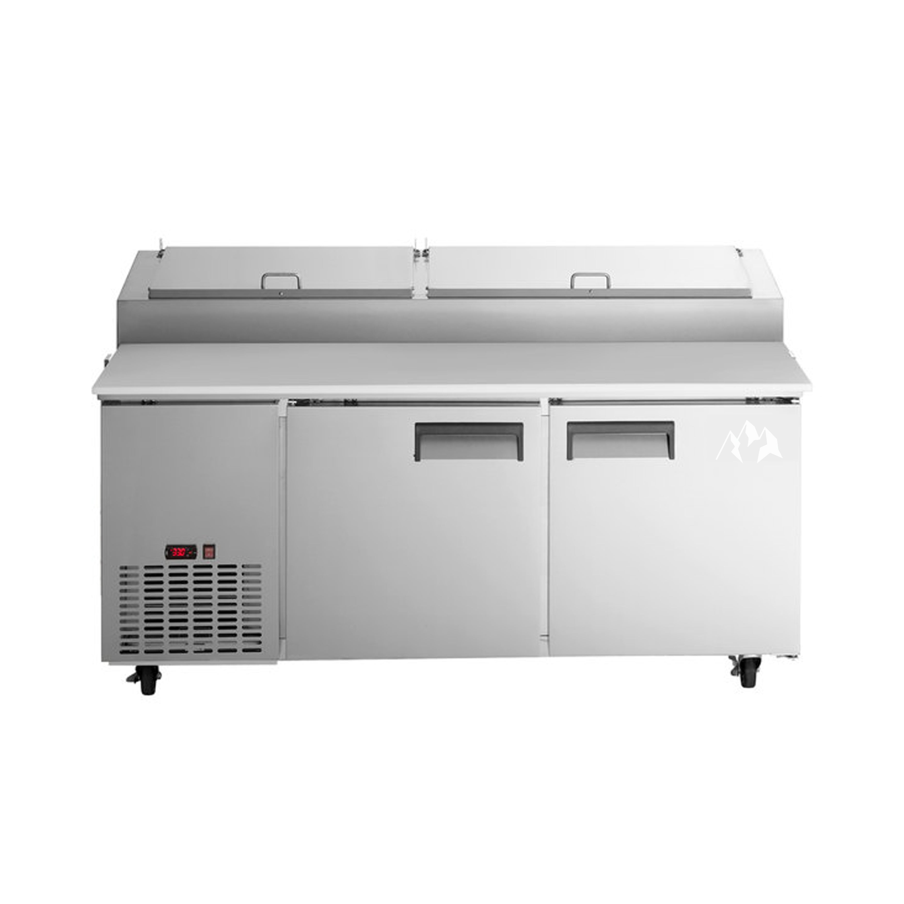 Chef AAA Commercial 70" Pizza Prep Table Refrigerator 9 Pans 2 Door Stainless Steel 17.5 cu.ft. - TPPT-70-HC