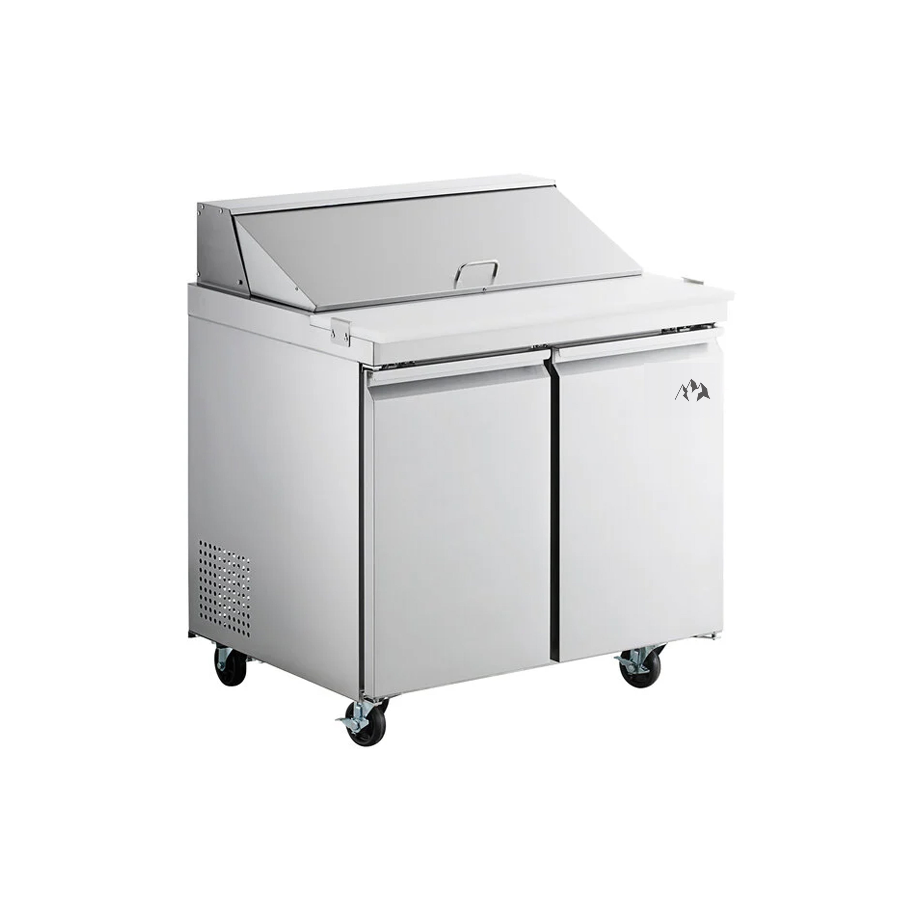 Chef AAA Commercial 36" Sandwich Prep Table Refrigerator MEGA TOP 15 Pans 2 Door Stainless Steel 7.6 cu.ft. - SS-PT-36M-HC