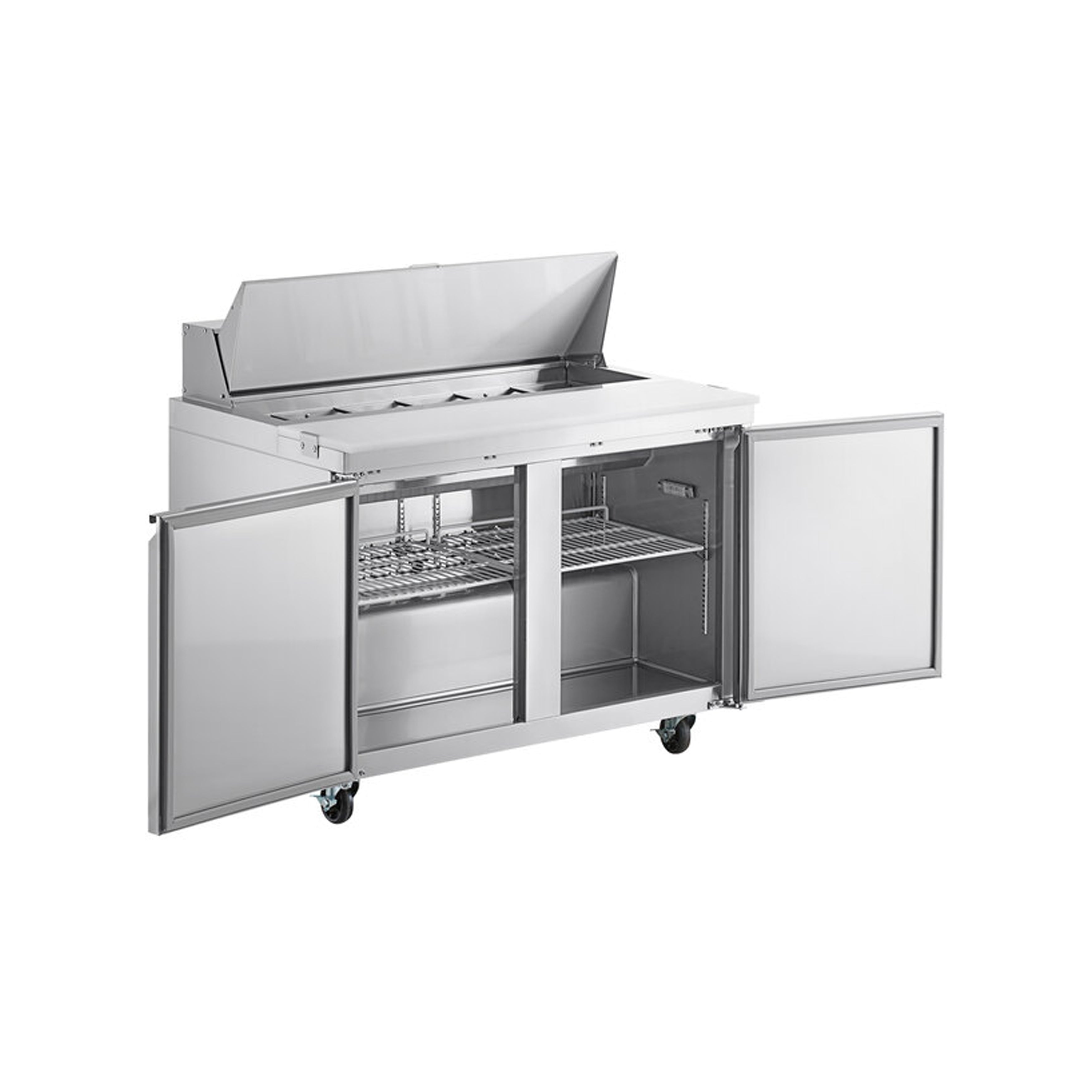 Chef AAA Commercial 46" Sandwich Prep Table Refrigerator MEGA TOP 18 Pans 2 Door Stainless Steel 9.5 cu.ft. - SS-PT-46M-HC