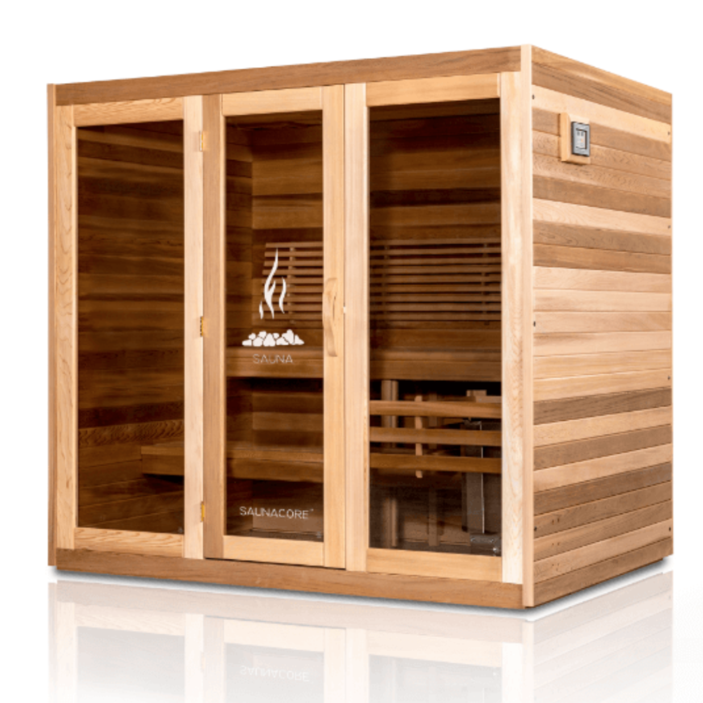 Saunacore Classic Style Full Glass Front Traditional Indoor Saunas - C4x4