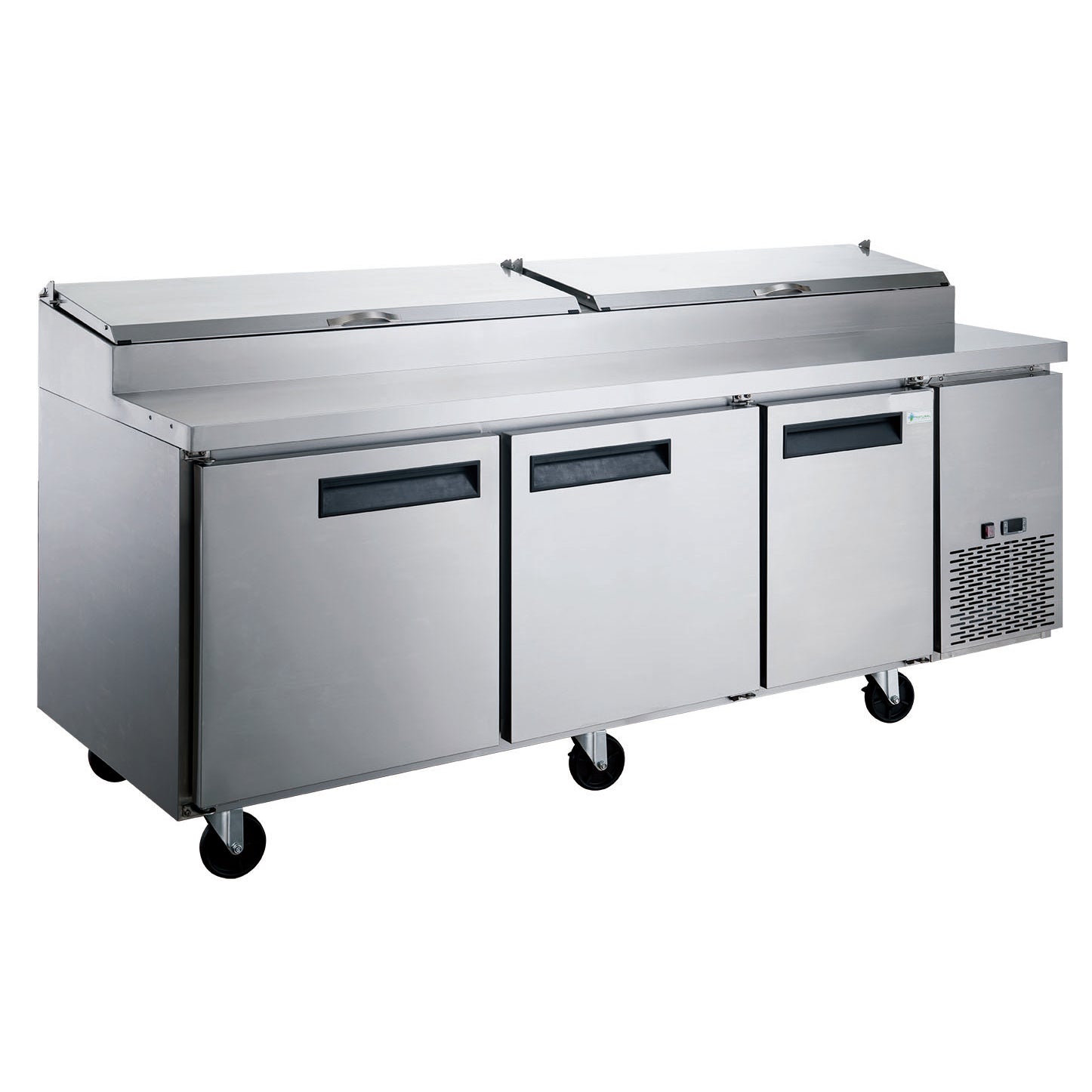 Chef AAA Commercial 90" Pizza Prep Table Refrigerator 12 Pans 3 Door Stainless Steel 24.8 cu.ft. - TICL3-HC