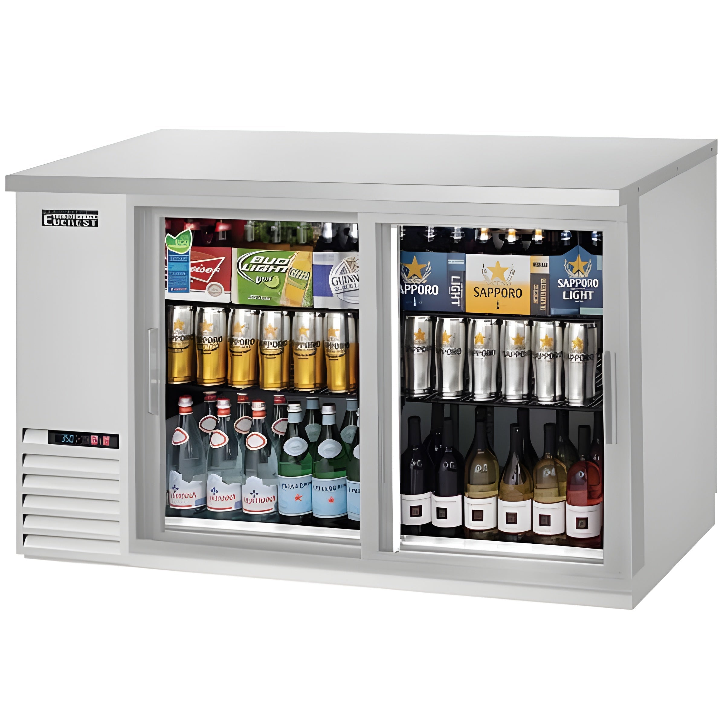 Everest EBB48G-SD-SS Back Bar Cooler 2 Glass Slide Doors 13 cu.ft. - EBB48G-SD-SS