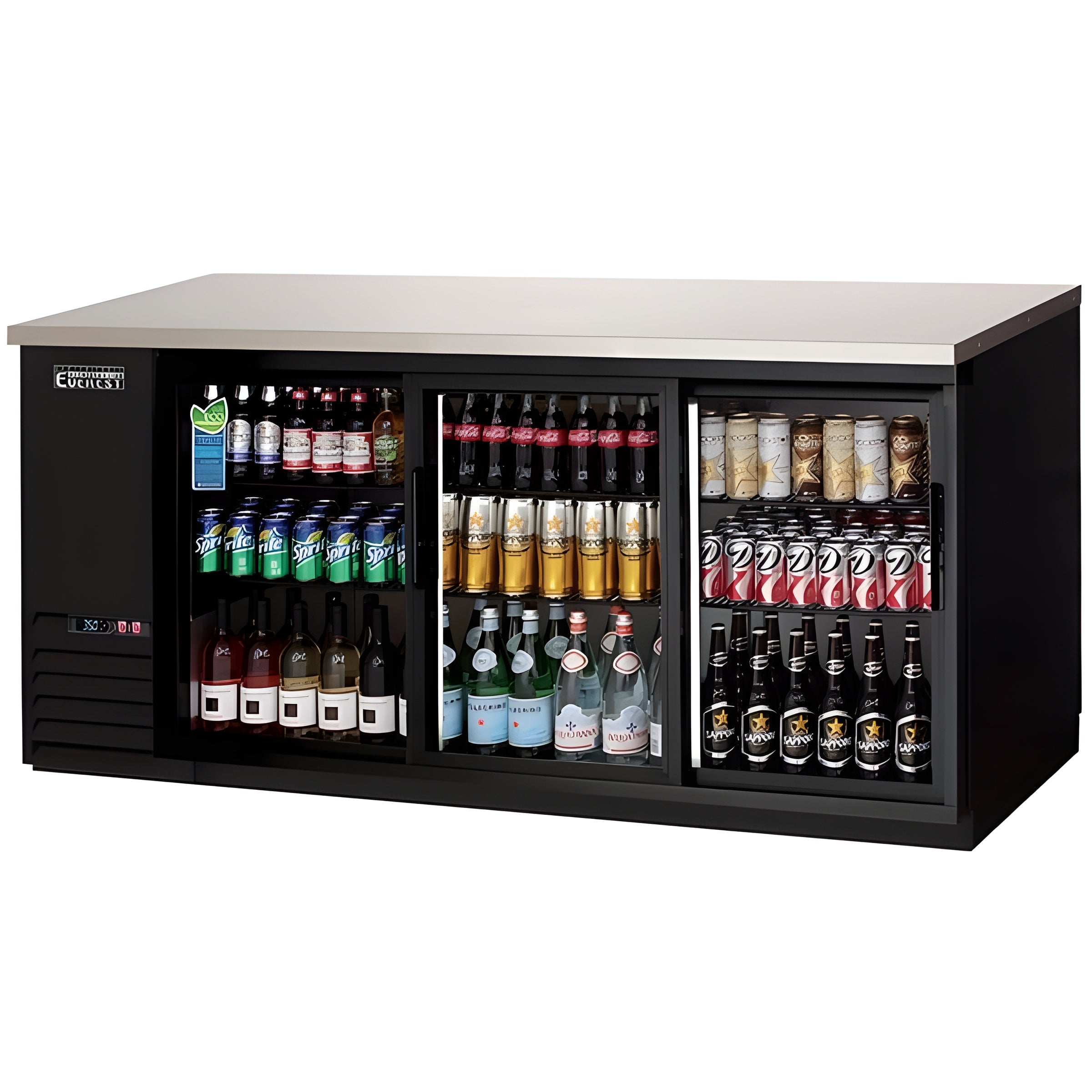 Everest EBB90G-SD Back Bar Cooler 3 Glass Sliding Doors 28 cu.ft. - EBB90G-SD