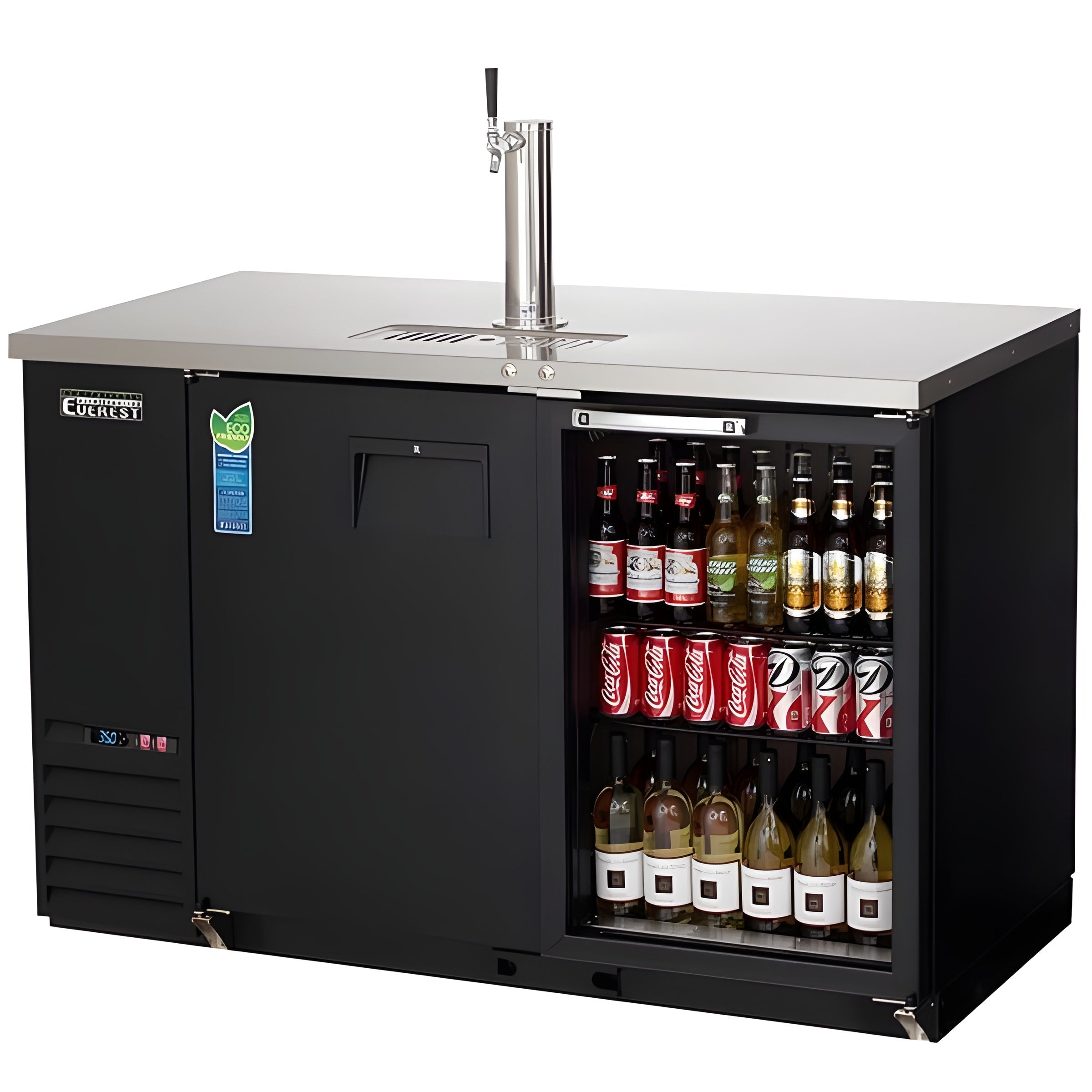 Everest EBD2-BBG-24 Beer Dispenser 1 Tower 1 Tap Solid and Glass Doors 17 cu.ft. - EBD2-BBG-24