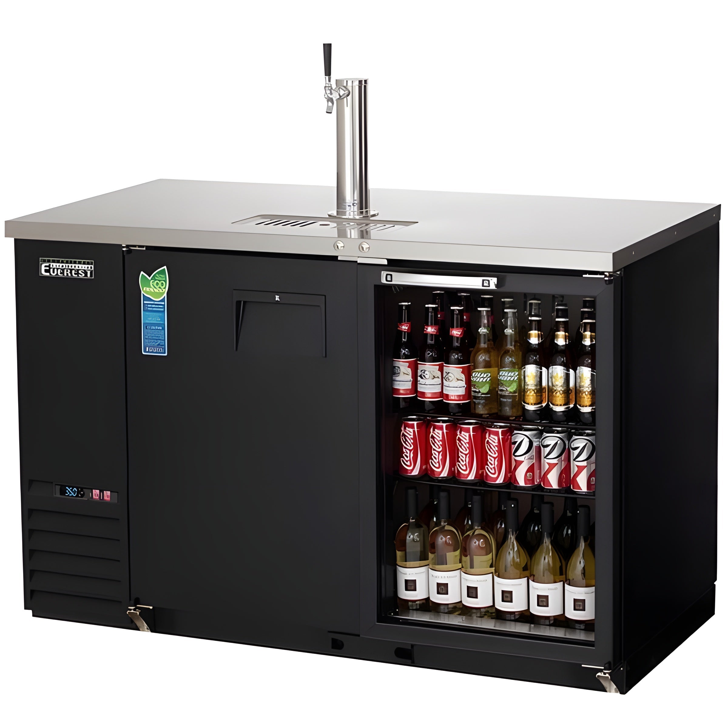 Everest EBD2-BBG Beer Dispenser 1 Tower 1 Tap Solid and Glass Door 20 cu.ft. - EBD2-BBG