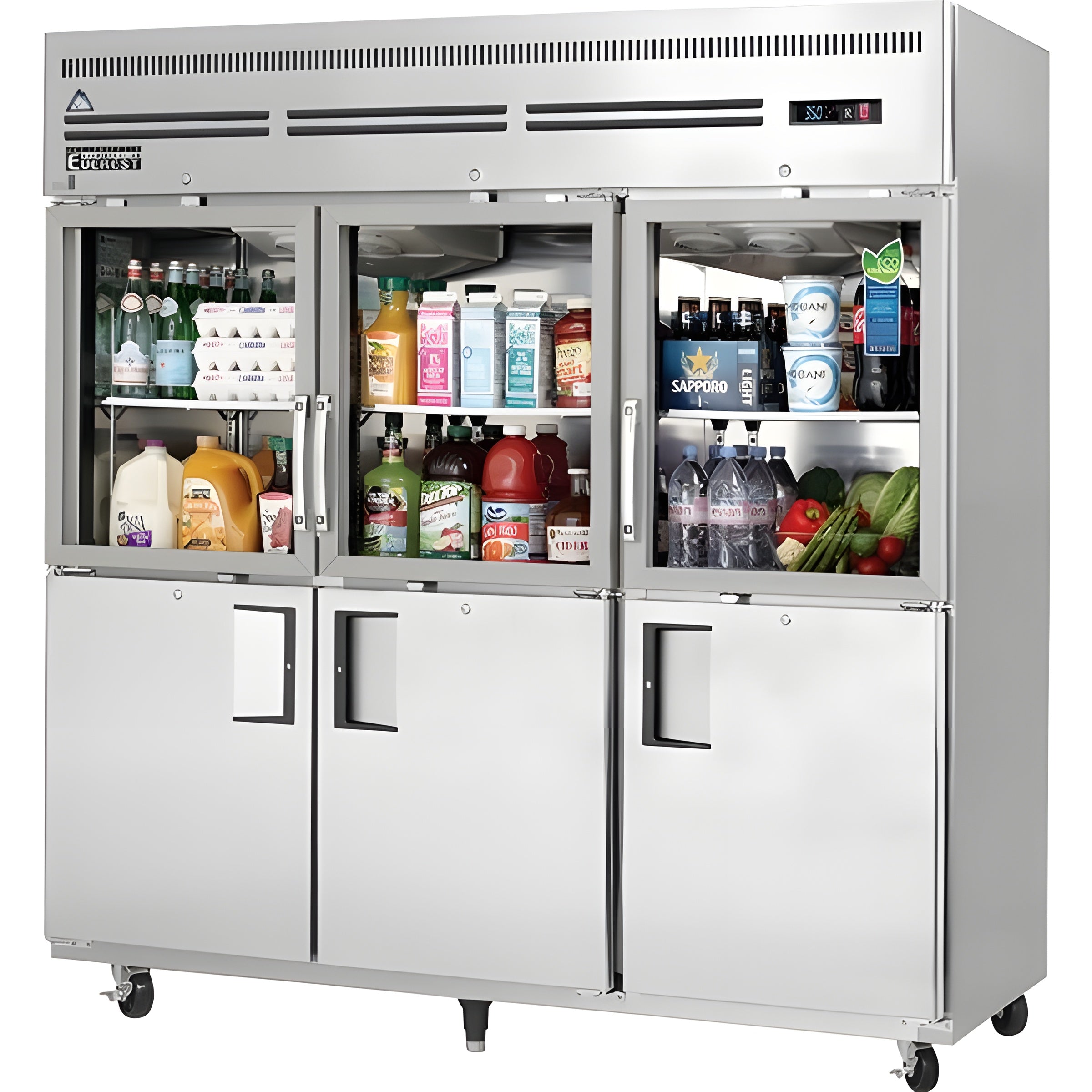 Everest EGSH6 Reach-In Refrigerator 71 cu. ft. 6 Solid and Glass Half Doors - EGSH6