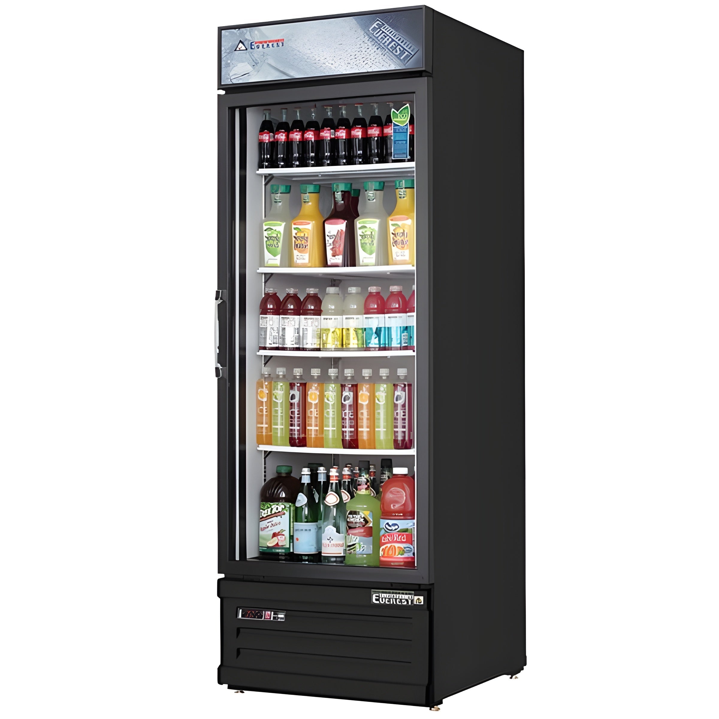 Everest EMGR10B Reach-In Merchandising Refrigerator 1 Glass Doors 10 Cu Ft Black - EMGR10B