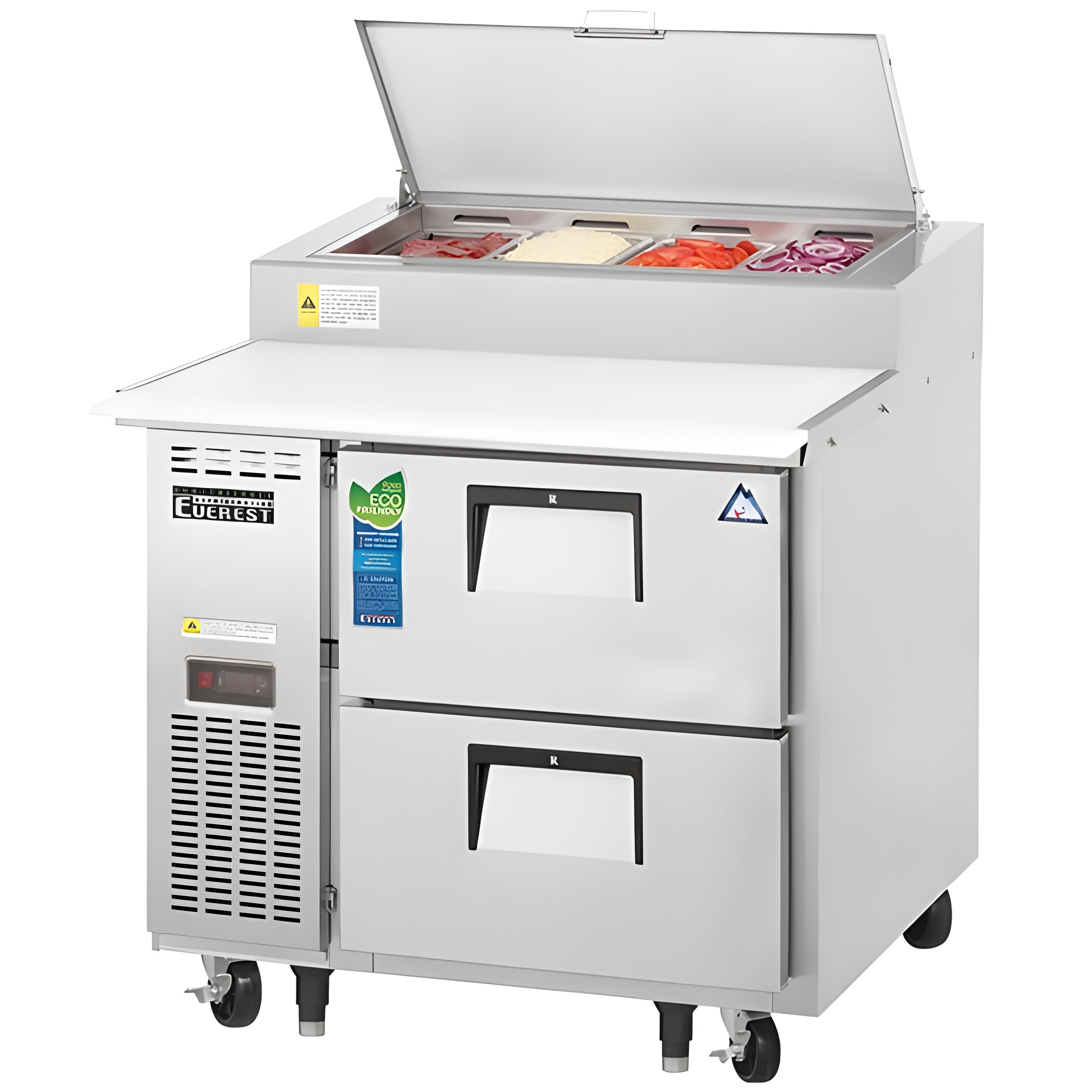Everest EPPR1-D2 Swing Top Pizza Prep Table 4 Pans 9 cu.ft. - EPPR1-D2