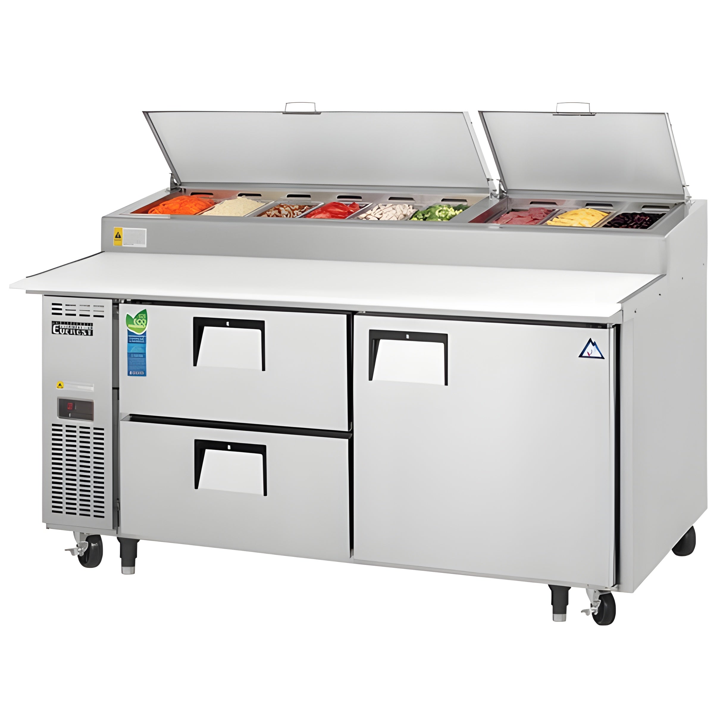 Everest EPPR2-D2 Swing Top Pizza Prep Table 9 Pans 23 cu.ft. - EPPR2-D2